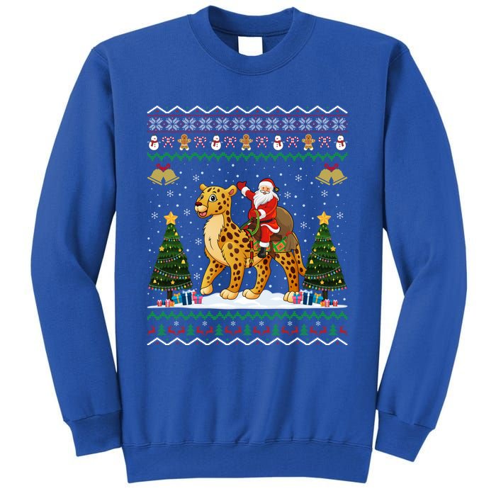 Cheetah Ugly Xmas Gift Santa Riding Cheetah Christmas Great Gift Tall Sweatshirt