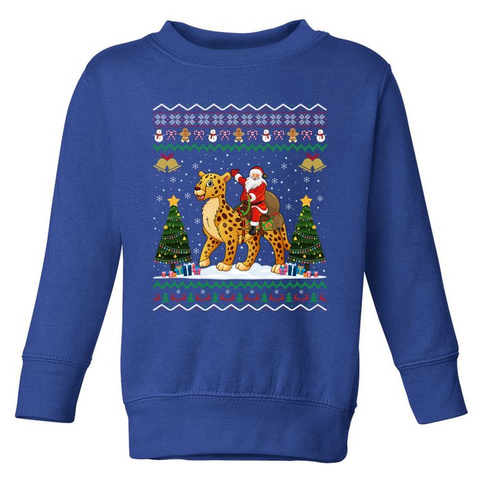 Cheetah Ugly Xmas Gift Santa Riding Cheetah Christmas Great Gift Toddler Sweatshirt