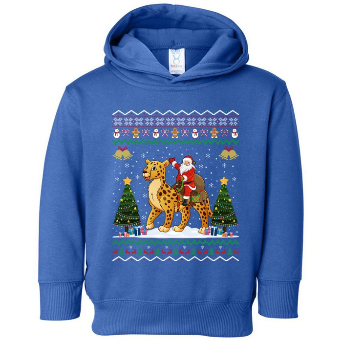 Cheetah Ugly Xmas Gift Santa Riding Cheetah Christmas Great Gift Toddler Hoodie