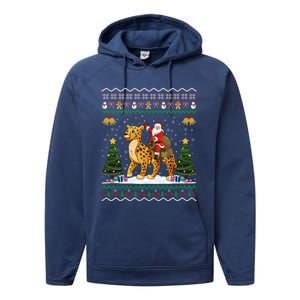 Cheetah Ugly Xmas Gift Santa Riding Cheetah Christmas Great Gift Performance Fleece Hoodie