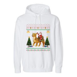 Cheetah Ugly Xmas Gift Santa Riding Cheetah Christmas Great Gift Garment-Dyed Fleece Hoodie