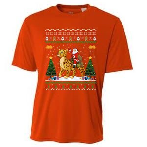 Cheetah Ugly Xmas Gift Santa Riding Cheetah Christmas Great Gift Cooling Performance Crew T-Shirt