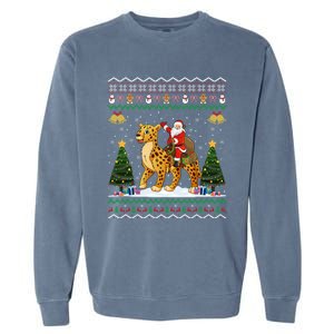 Cheetah Ugly Xmas Gift Santa Riding Cheetah Christmas Great Gift Garment-Dyed Sweatshirt