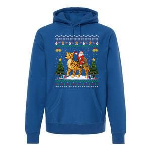 Cheetah Ugly Xmas Gift Santa Riding Cheetah Christmas Great Gift Premium Hoodie