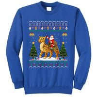 Cheetah Ugly Xmas Gift Santa Riding Cheetah Christmas Great Gift Tall Sweatshirt