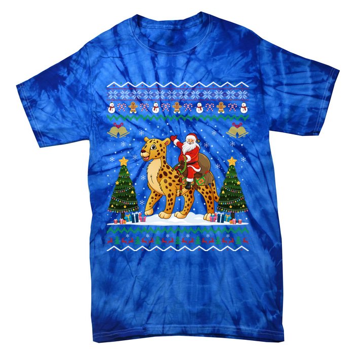 Cheetah Ugly Xmas Gift Santa Riding Cheetah Christmas Great Gift Tie-Dye T-Shirt