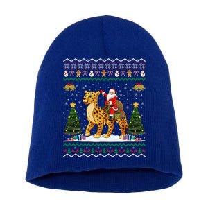 Cheetah Ugly Xmas Gift Santa Riding Cheetah Christmas Great Gift Short Acrylic Beanie