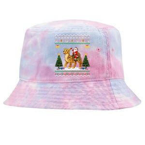 Cheetah Ugly Xmas Gift Santa Riding Cheetah Christmas Great Gift Tie-Dyed Bucket Hat