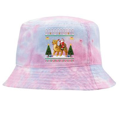 Cheetah Ugly Xmas Gift Santa Riding Cheetah Christmas Great Gift Tie-Dyed Bucket Hat