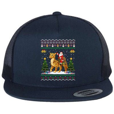 Cheetah Ugly Xmas Gift Santa Riding Cheetah Christmas Great Gift Flat Bill Trucker Hat