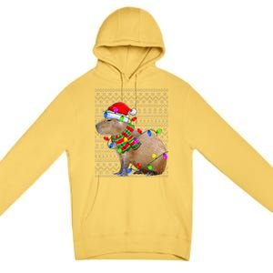 Capybara Ugly Xmas Lighting Santa Capybara Christmas Premium Pullover Hoodie