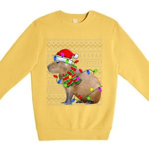 Capybara Ugly Xmas Lighting Santa Capybara Christmas Premium Crewneck Sweatshirt