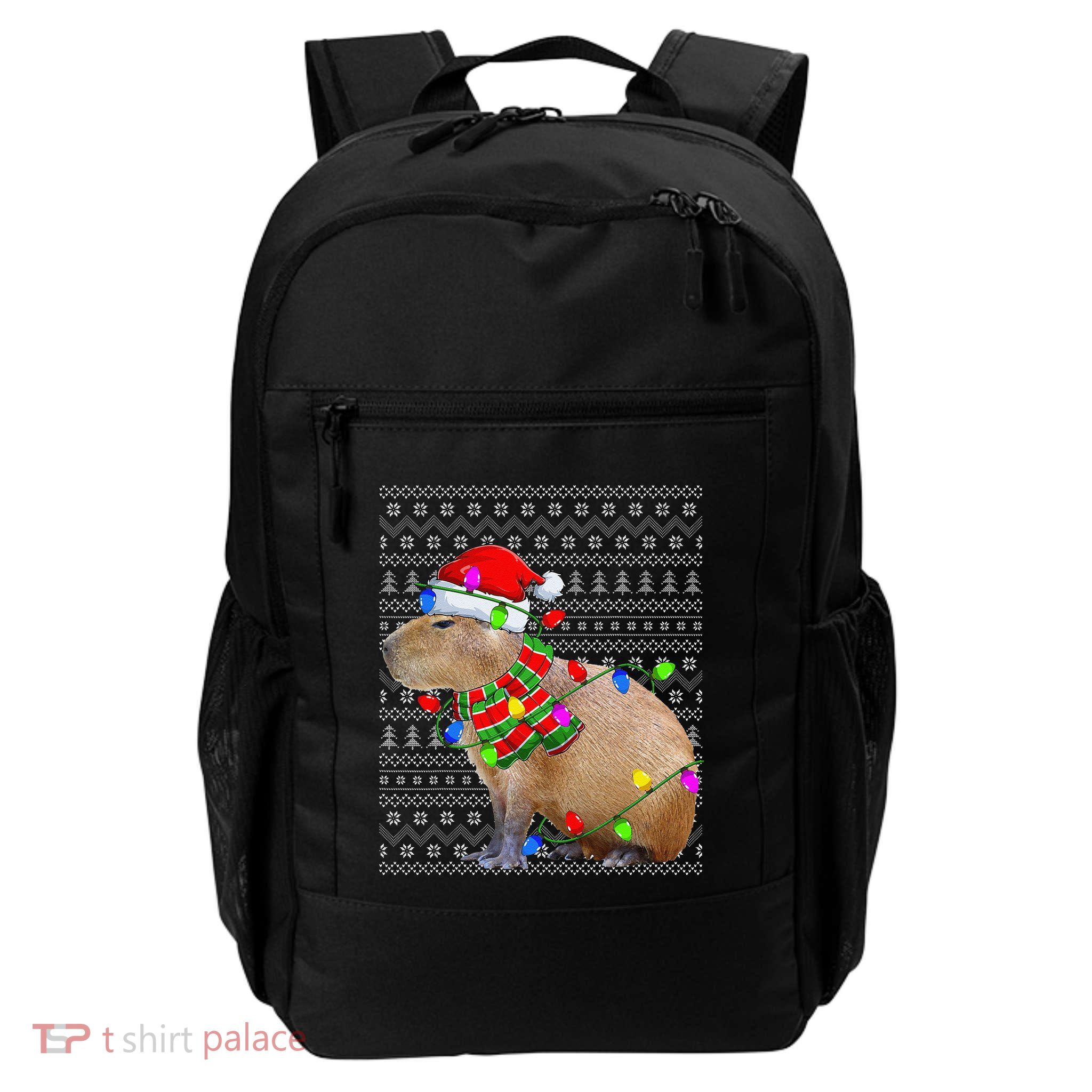 Capybara Ugly Xmas Lighting Santa Capybara Christmas Daily Commute Backpack