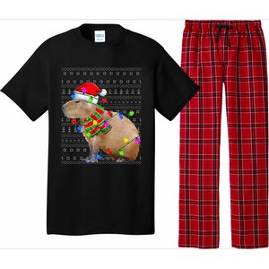 Capybara Ugly Xmas Lighting Santa Capybara Christmas Pajama Set