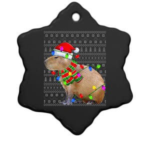 Capybara Ugly Xmas Lighting Santa Capybara Christmas Ceramic Star Ornament