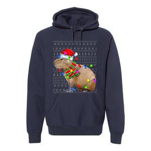 Capybara Ugly Xmas Lighting Santa Capybara Christmas Premium Hoodie