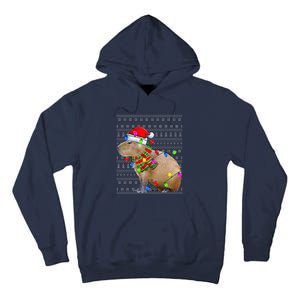 Capybara Ugly Xmas Lighting Santa Capybara Christmas Tall Hoodie