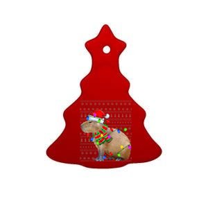 Capybara Ugly Xmas Lighting Santa Capybara Christmas Ceramic Tree Ornament