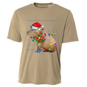 Capybara Ugly Xmas Lighting Santa Capybara Christmas Cooling Performance Crew T-Shirt