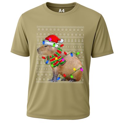 Capybara Ugly Xmas Lighting Santa Capybara Christmas Cooling Performance Crew T-Shirt