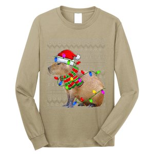 Capybara Ugly Xmas Lighting Santa Capybara Christmas Long Sleeve Shirt