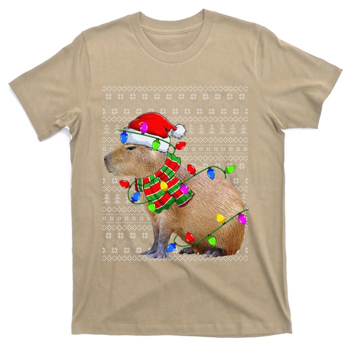 Capybara Ugly Xmas Lighting Santa Capybara Christmas T-Shirt