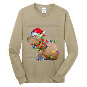 Capybara Ugly Xmas Lighting Santa Capybara Christmas Tall Long Sleeve T-Shirt