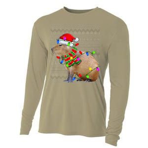 Capybara Ugly Xmas Lighting Santa Capybara Christmas Cooling Performance Long Sleeve Crew