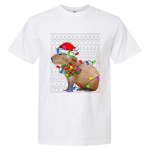 Capybara Ugly Xmas Lighting Santa Capybara Christmas Garment-Dyed Heavyweight T-Shirt