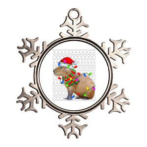 Capybara Ugly Xmas Lighting Santa Capybara Christmas Metallic Star Ornament