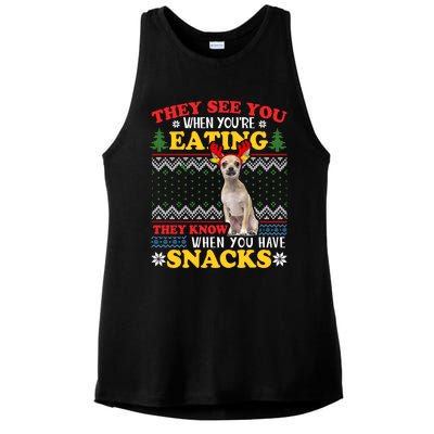 Chihuahua Ugly Xmas Funny Gift They See YouRe Eating Funny Gift Ladies PosiCharge Tri-Blend Wicking Tank