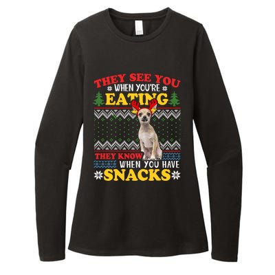 Chihuahua Ugly Xmas Funny Gift They See YouRe Eating Funny Gift Womens CVC Long Sleeve Shirt