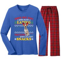 Chihuahua Ugly Xmas Funny Gift They See YouRe Eating Funny Gift Women's Long Sleeve Flannel Pajama Set 