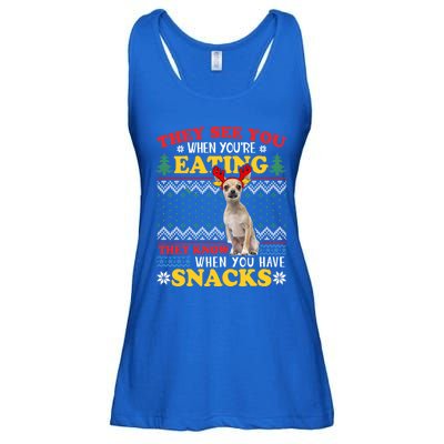 Chihuahua Ugly Xmas Funny Gift They See YouRe Eating Funny Gift Ladies Essential Flowy Tank