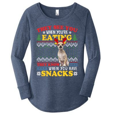 Chihuahua Ugly Xmas Funny Gift They See YouRe Eating Funny Gift Women's Perfect Tri Tunic Long Sleeve Shirt