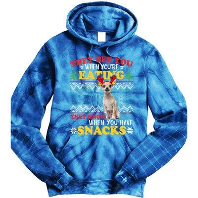 Chihuahua Ugly Xmas Gift They See YouRe Eating Gift Tie Dye Hoodie