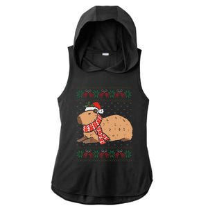 Capybara Ugly Xmas Lighting Santa Capybara Christmas Ladies PosiCharge Tri-Blend Wicking Draft Hoodie Tank