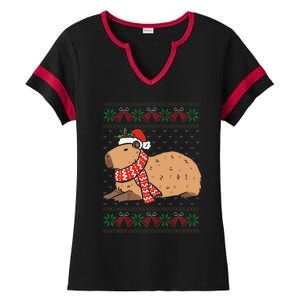 Capybara Ugly Xmas Lighting Santa Capybara Christmas Ladies Halftime Notch Neck Tee