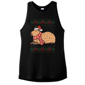 Capybara Ugly Xmas Lighting Santa Capybara Christmas Ladies PosiCharge Tri-Blend Wicking Tank