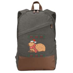 Capybara Ugly Xmas Lighting Santa Capybara Christmas Cotton Canvas Backpack