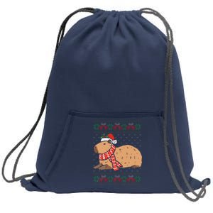 Capybara Ugly Xmas Lighting Santa Capybara Christmas Sweatshirt Cinch Pack Bag