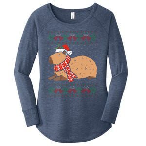 Capybara Ugly Xmas Lighting Santa Capybara Christmas Women's Perfect Tri Tunic Long Sleeve Shirt