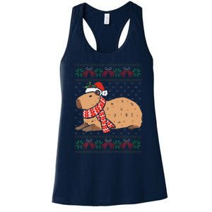 Capybara Ugly Xmas Lighting Santa Capybara Christmas Women's Racerback Tank