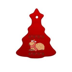 Capybara Ugly Xmas Lighting Santa Capybara Christmas Ceramic Tree Ornament