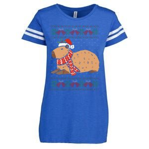 Capybara Ugly Xmas Lighting Santa Capybara Christmas Enza Ladies Jersey Football T-Shirt