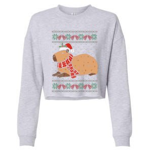 Capybara Ugly Xmas Lighting Santa Capybara Christmas Cropped Pullover Crew