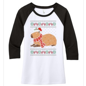 Capybara Ugly Xmas Lighting Santa Capybara Christmas Women's Tri-Blend 3/4-Sleeve Raglan Shirt