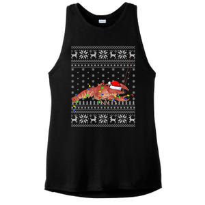 Crawfish Ugly Xmas Style Santa Crawfish Christmas Gift Ladies PosiCharge Tri-Blend Wicking Tank