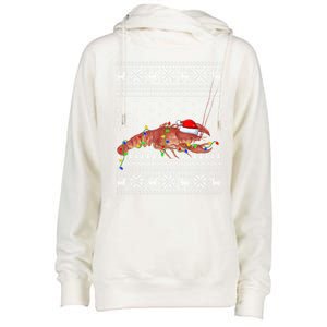 Crawfish Ugly Xmas Style Santa Crawfish Christmas Gift Womens Funnel Neck Pullover Hood