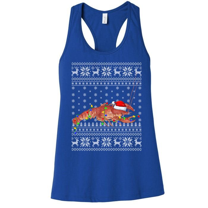 Crawfish Ugly Xmas Style Santa Crawfish Christmas Gift Women's Racerback Tank